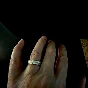 Double row Moissanite eternity ring. 10k gold. Size 4